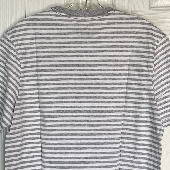 New Men T Shirt XS Stripes Crewneck Tee Gray Short Sleeve - Picture 5 of 9